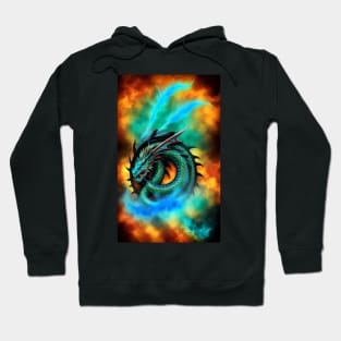 Round Dragon Fire Turquoise Hoodie